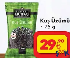 ANADOLU MUTFAĞI KUŞ ÜZÜMÜ 75 G indirimli fiyat ANADOLU MUTFAĞI KUŞ ÜZÜMÜ 75 G fiyat ve kampanya bilgisi